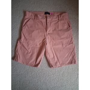 Men's Chino Shorts Pink Skinny Fit Button Zip Flat Front Slash Pocket Casual